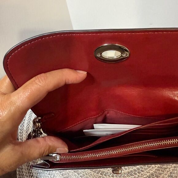 Coach Leather Chain Crossbody in Cherry Red/Silver NWT - Picture 11 of 16